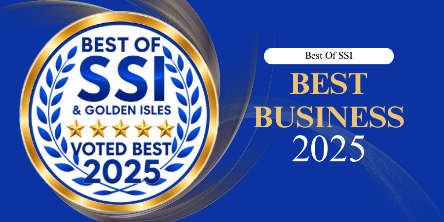 Graphic displaying the Best of SSI logo on the left reading 'BEST OF SSI & GOLDEN ISLES / VOTED BEST 2026' on the left with 'Best Of SSI / Best Seafood Restaurant / 2026' on the right.
